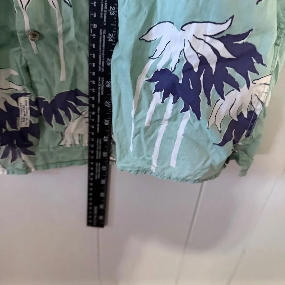 Scotch & Soda Button Down Shirt Mens XXL Green Palm Tree Print Short‎ Sleeve